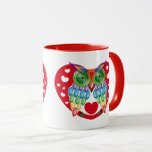 Búho colorido, amor tasse (VorderseiteRechts)