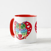 Búho colorido, amor tasse (Vorderseite Links)