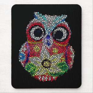 Búho colorido estampado diamante mousepad