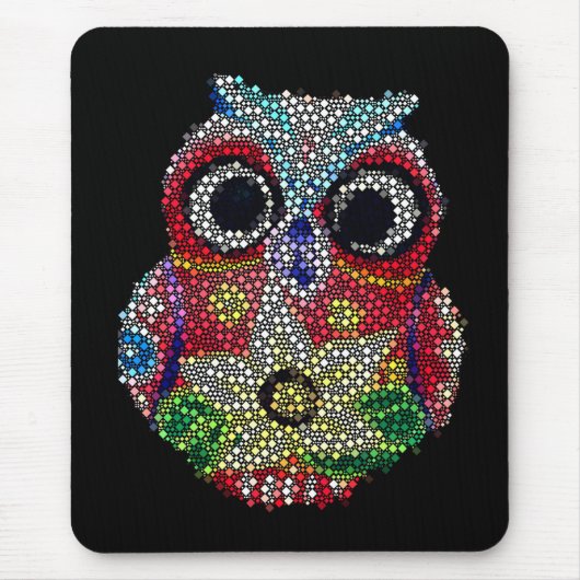 Búho colorido estampado diamante mousepad (Vorne)
