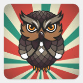 Búho De La Suerte Quadratischer Aufkleber (Vorderseite)