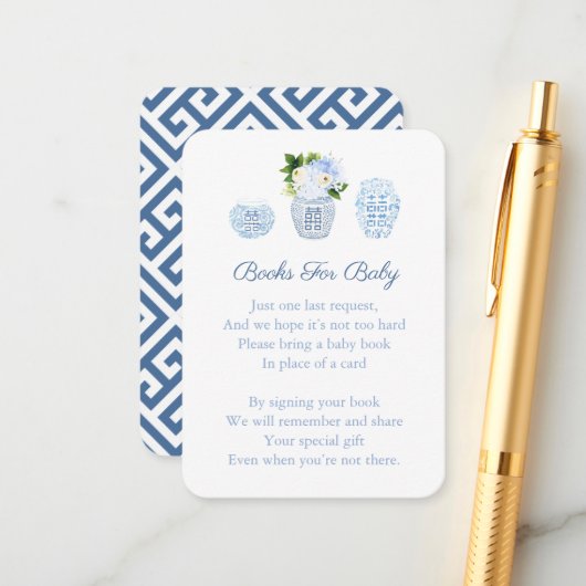 Build Baby's Library Chinoiserie Chic Baby Shower Begleitkarte (Vorderseite/Rückseite Beispiel)