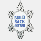 Build Back Better blue moderne typografie-Demokrat Schneeflocken Zinn-Ornament (Rechts)