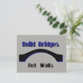 Build Bridges not Walls Protest AntiTrump Postcard Postkarte (Stehend Vorderseite)