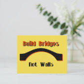 Build Bridges not Walls Protest AntiTrump Postcard Postkarte (Stehend Vorderseite)