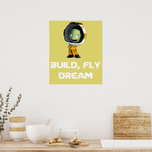 Build-Fly-Traumabsturz Kerbal Raumprogramm Kerbal Poster (Küche)