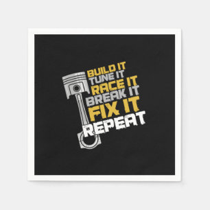 BUILD IT TUNE RACE IT CAR RACING AUTO MECHANIC SERVIETTE