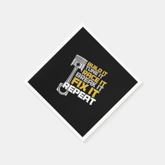 BUILD IT TUNE RACE IT CAR RACING AUTO MECHANIC SERVIETTE (Ecke)