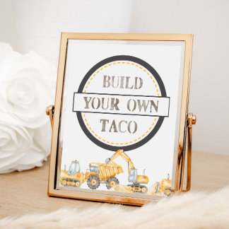 Build Taco Construction Truck Tabletop Party Sign Fotodruck