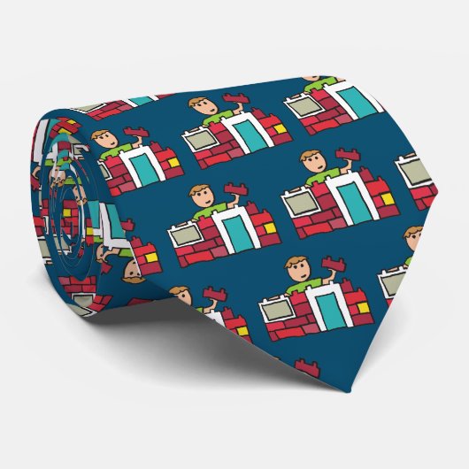 Builder Builder House with Gebäude Blocks Krawatte (Gerollt)