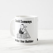 Builder Cartoon-Tasse zum Hinzufügen von Namen Kaffeetasse (Vorderseite Links)
