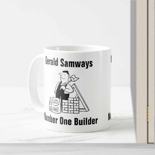 Builder Cartoon-Tasse zum Hinzufügen von Namen Kaffeetasse