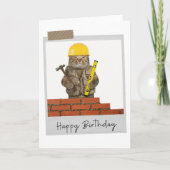 Builder Cat Funny Birthday Card Karte (Vorderseite)