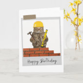 Builder Cat Funny Birthday Card Karte (Gelbe Blume)
