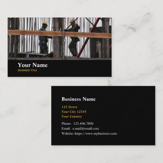Builder Construction Worker Business Card Visitenkarte (Vorne/Hinten)