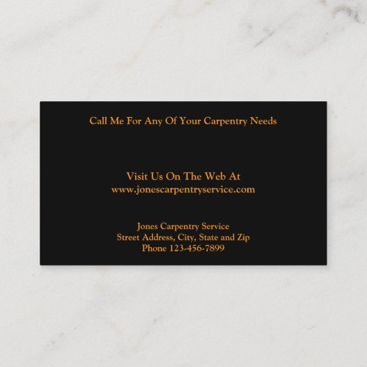 Builder Contractor Construction Business Card Visitenkarte (Rückseite)