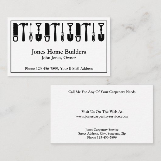 Builder Contractor Construction Business Card Visitenkarte (Vorne/Hinten)