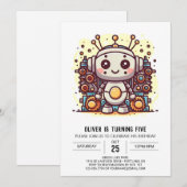Builder Metallic Bolts Robot Geburtstag Einladung (Vorne/Hinten)