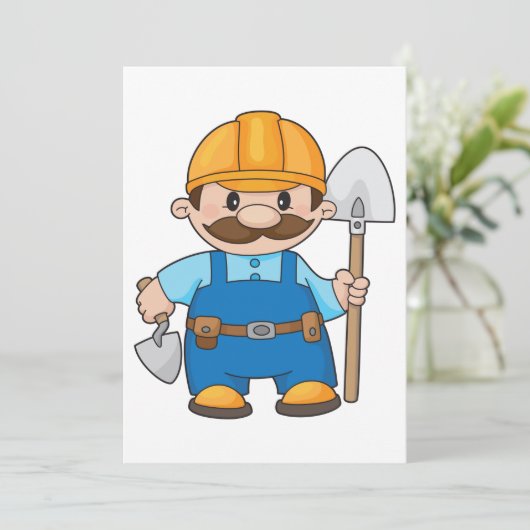 Builder mit Schaufel Einladung (Stehend Vorderseite)