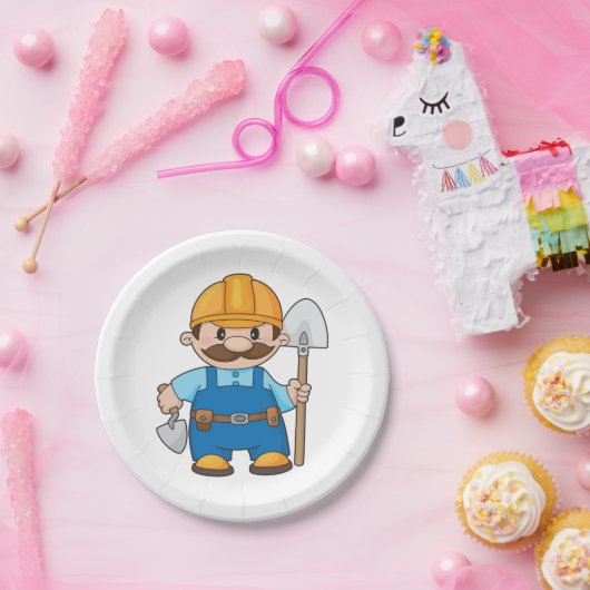 Builder mit Schaufel Pappteller (Party)