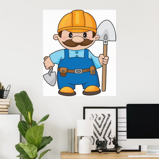 Builder mit Schaufel Poster (Heimbüro)