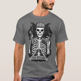 Builder Skelett Vintage Tarot Karte DIY Handwerker T-Shirt