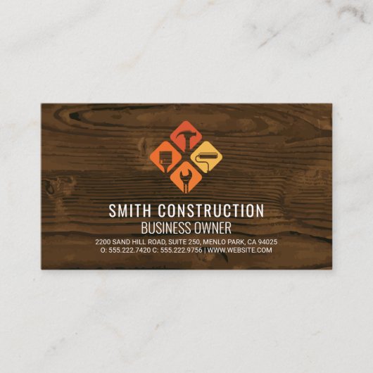Builder Tools Logo | Heimwerkerbedarf | Holz Visitenkarte (Vorderseite)
