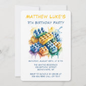 Building Block Splash Boy Birthday Party Einladung (Vorderseite)