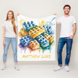 Building Block Splash Boy Birthday Party Gift Fleecedecke