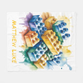 Building Block Splash Boy Birthday Party Gift Fleecedecke (Vorderseite (Horizontal))