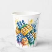 Building Block Splash Boy Birthday Party Pappbecher (Rückseite)