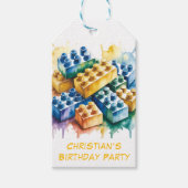 Building Block Splash Boy Birthday Party Thank You Geschenkanhänger (Vorderseite)