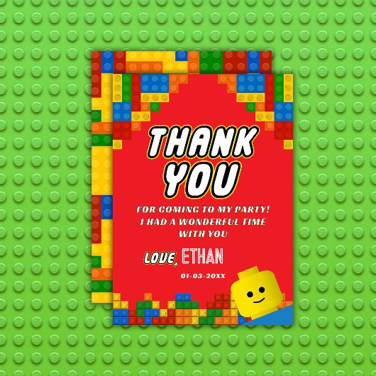 Building Blocks Birthday Fun Colorful Kids Dankeskarte