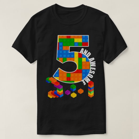 Building Blocks Bricks 5 Year Old Awesome Birthday T-Shirt (Design vorne)