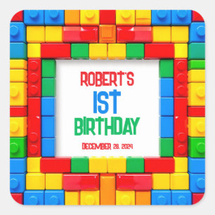 Building Blocks GEBURTSTAG Quadratischer Aufkleber