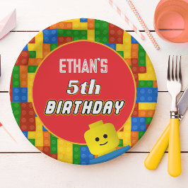 Building Blocks Kids Birthday Colorful Party Pappteller