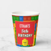Building Blocks Kids Birthday Fun Colorful Pappbecher (Vorderseite)