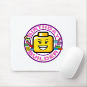 Building Brick Birthday Builder Blocks Bricks Figu Mousepad (Mit Mouse)