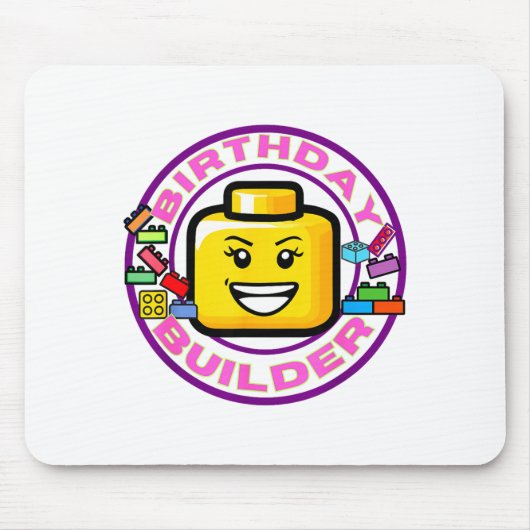 Building Brick Birthday Builder Blocks Bricks Figu Mousepad (Vorne)