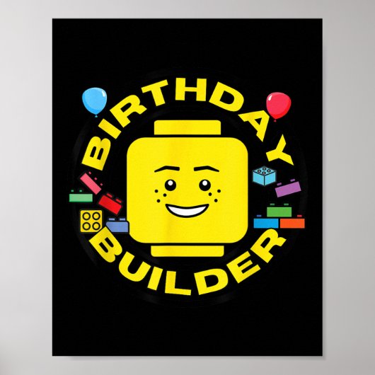 Building Bricks Birthday Builder Blocks Figure  Poster (Vorne)