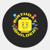 Building Bricks Birthday Builder Blocks Figure  Runder Aufkleber (Vorderseite)