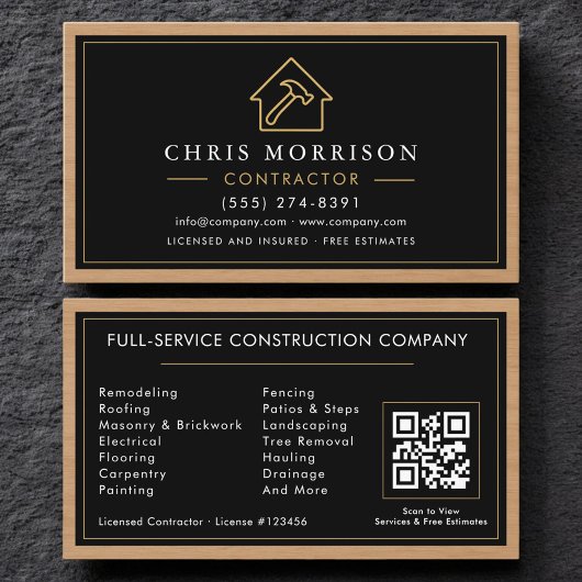 Building Construction Black Gold Business Card  Visitenkarte