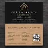 Building Construction Black Gold QR Code Wood Visitenkarte