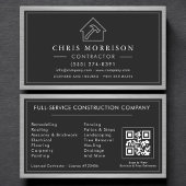 Building Construction Black Silver Metal QR Code Visitenkarte