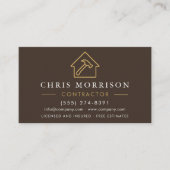 Building Construction Brown Gold QR Code Visitenkarte (Vorderseite)