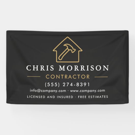Building Construction Contractor Black Gold Banner (Horizontal)