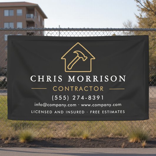 Building Construction Contractor Black Gold Banner