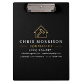 Building Construction Contractor Black Gold Klemmbrett (Vorderseite)