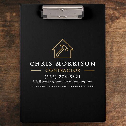 Building Construction Contractor Black Gold Klemmbrett