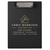 Building Construction Contractor Black Gold Klemmbrett (Vorderseite)